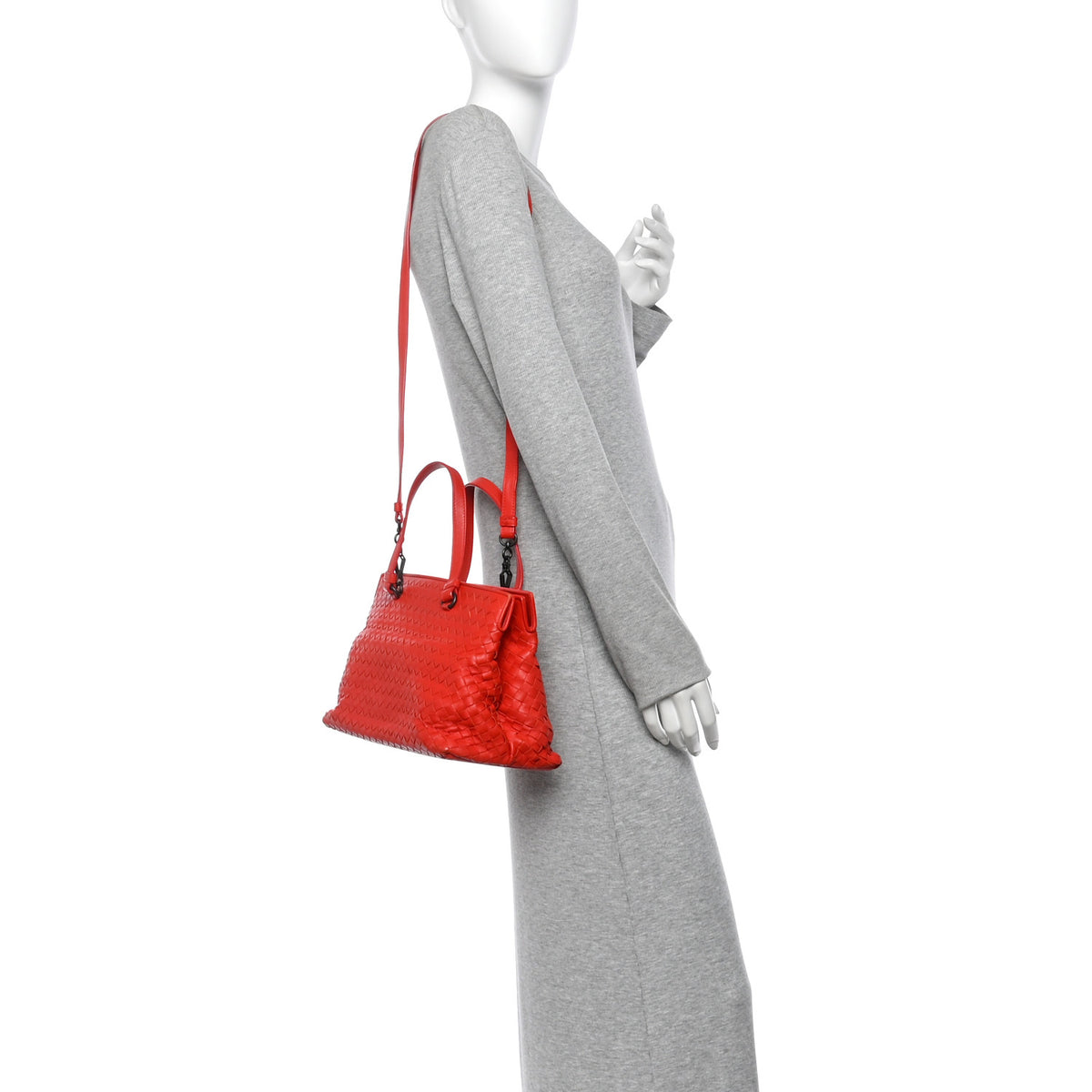 Nappa Intrecciato Satchel Red
