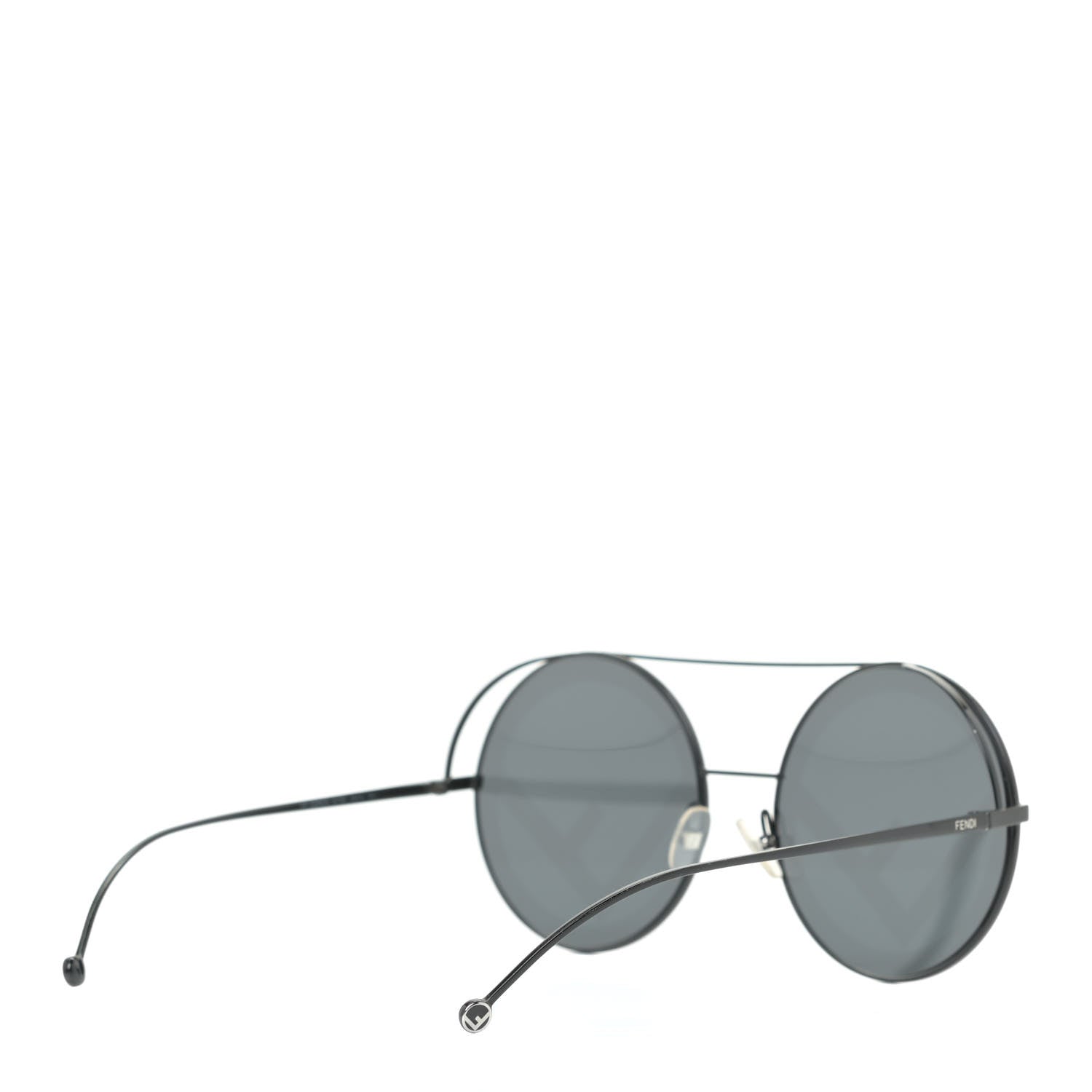 Fendi Metal F is Fendi Printed Run Away Round Frame Sunglasses FF 0285/S Black 4 of 6