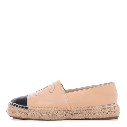 Chanel Lambskin CC Espadrilles 38 Beige Black 1 of 10