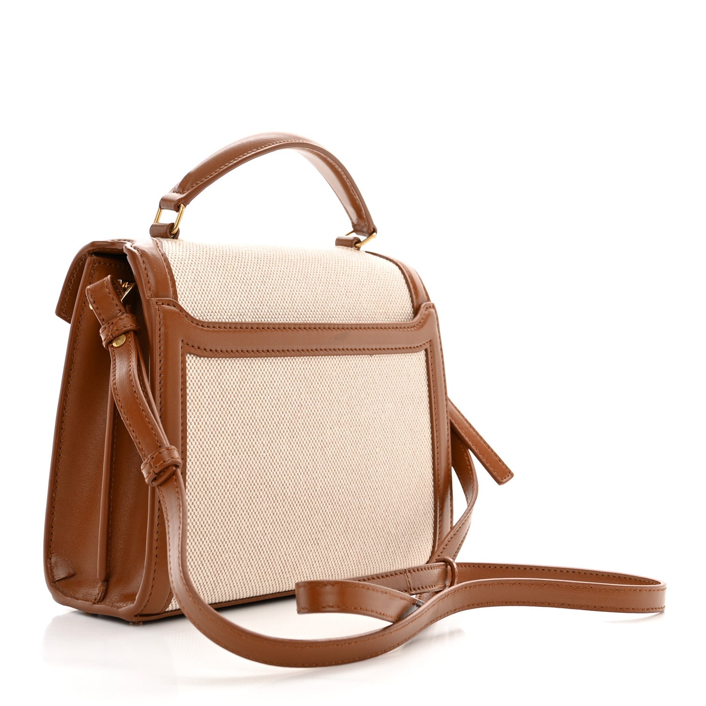 Canvas Calfskin Mini Classic Monogram Cassandra Top Handle Tan Natural