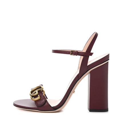 Gucci Lifford Calfskin GG Marmont Ankle Wrap 105mm Sandals 37 Vintage Bordeaux 1 of 9