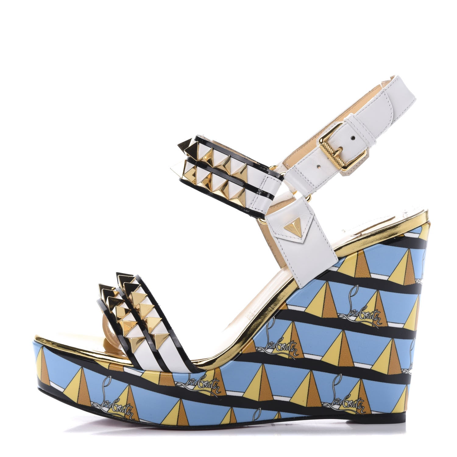 Christian Louboutin Studded Griotta 110 Wedges 37 Multicolor 1 of 8