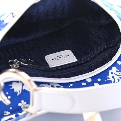 Christian Dior Canvas Hibiscus Saddle Bag Blue White 4 of 4