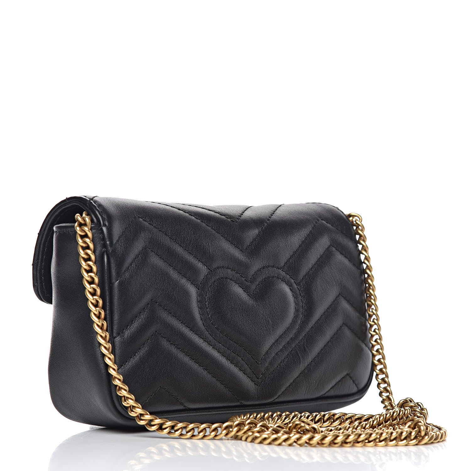 Gucci Calfskin Matelasse Super Mini GG Marmont Shoulder Bag Black 3 of 10