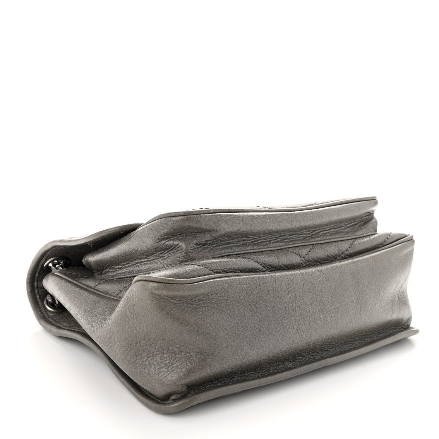 Saint Laurent Crinkled Calfskin Matelasse Monogram Medium Niki Chain Satchel Fog 4 of 9