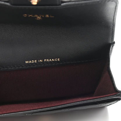 Chanel Lambskin Quilted Flap Card Holder Wallet Black 5 of 9