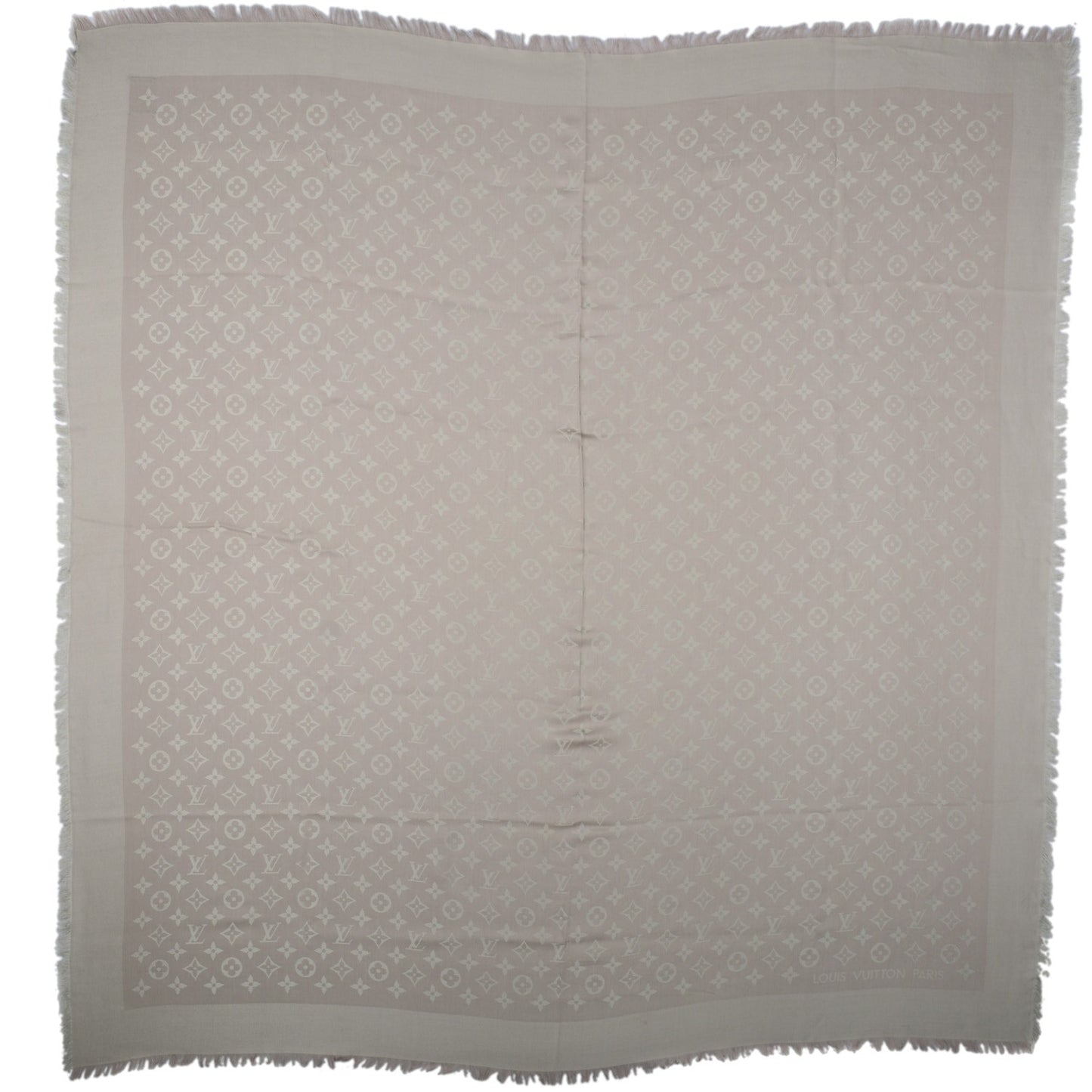 Silk Wool Monogram Shawl Beige