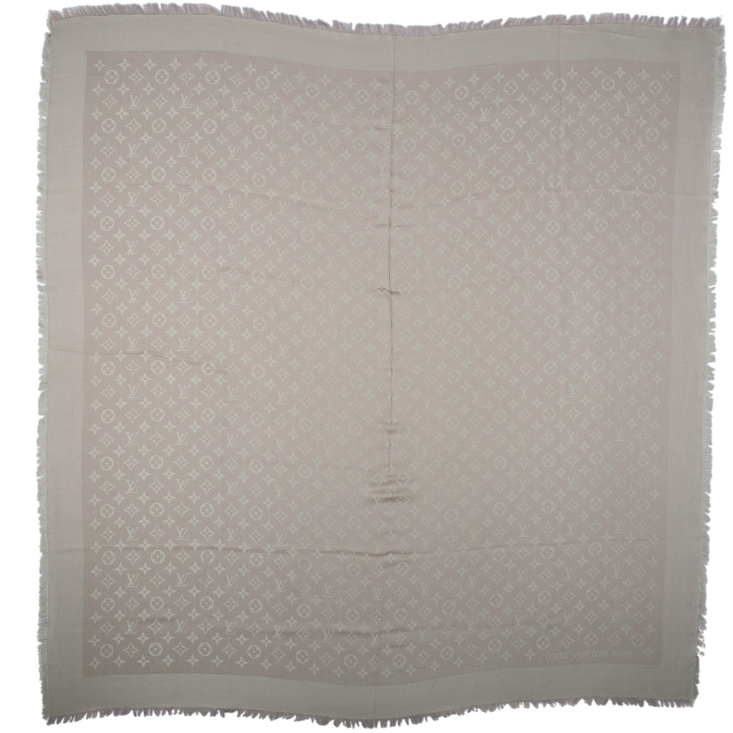 Louis Vuitton Silk Wool Monogram Shawl Beige 3 of 5