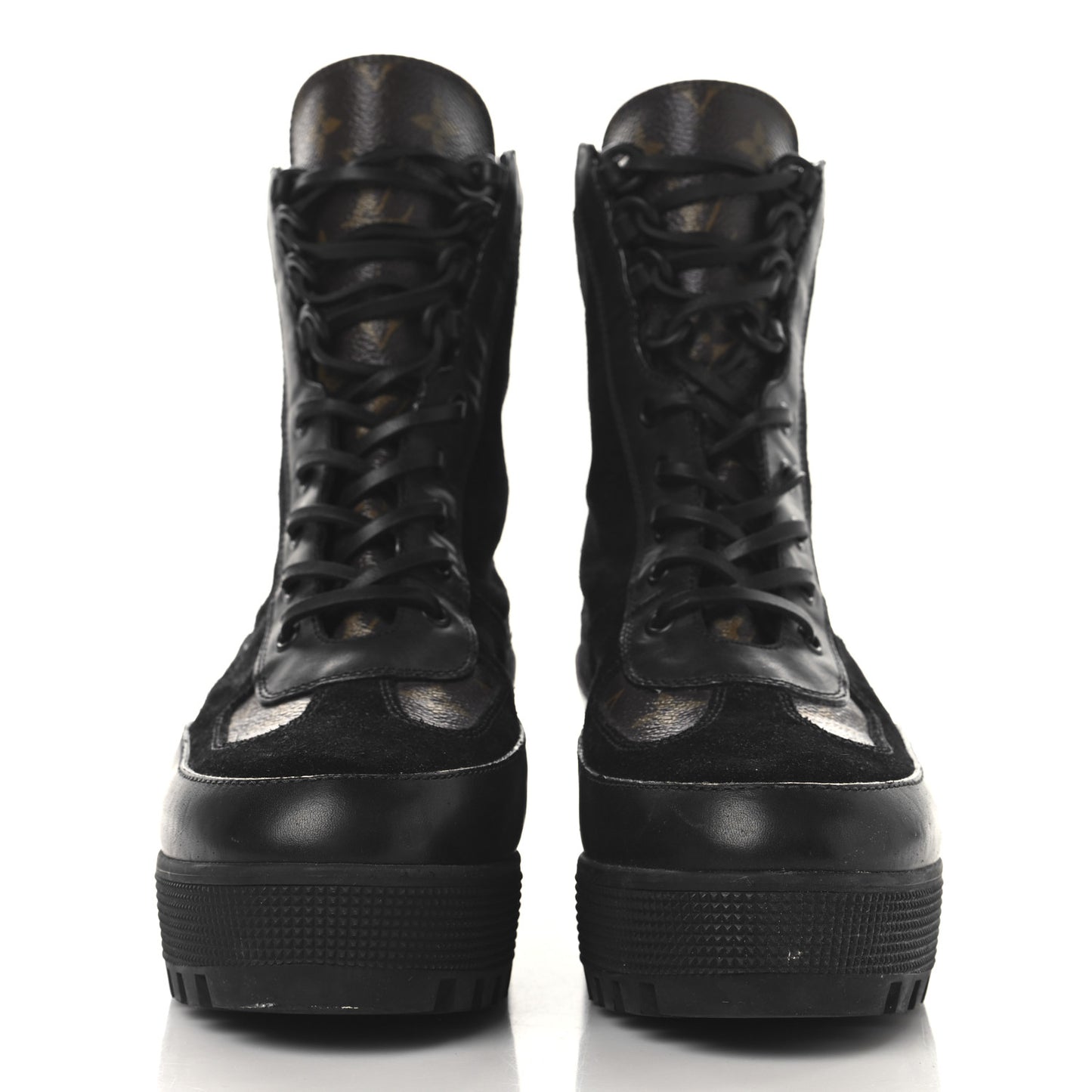 Suede Calfskin Monogram Laureate Platform Desert Boots 42 Black