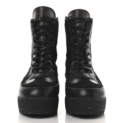 Louis Vuitton Suede Calfskin Monogram Laureate Platform Desert Boots 42 Black 2 of 8