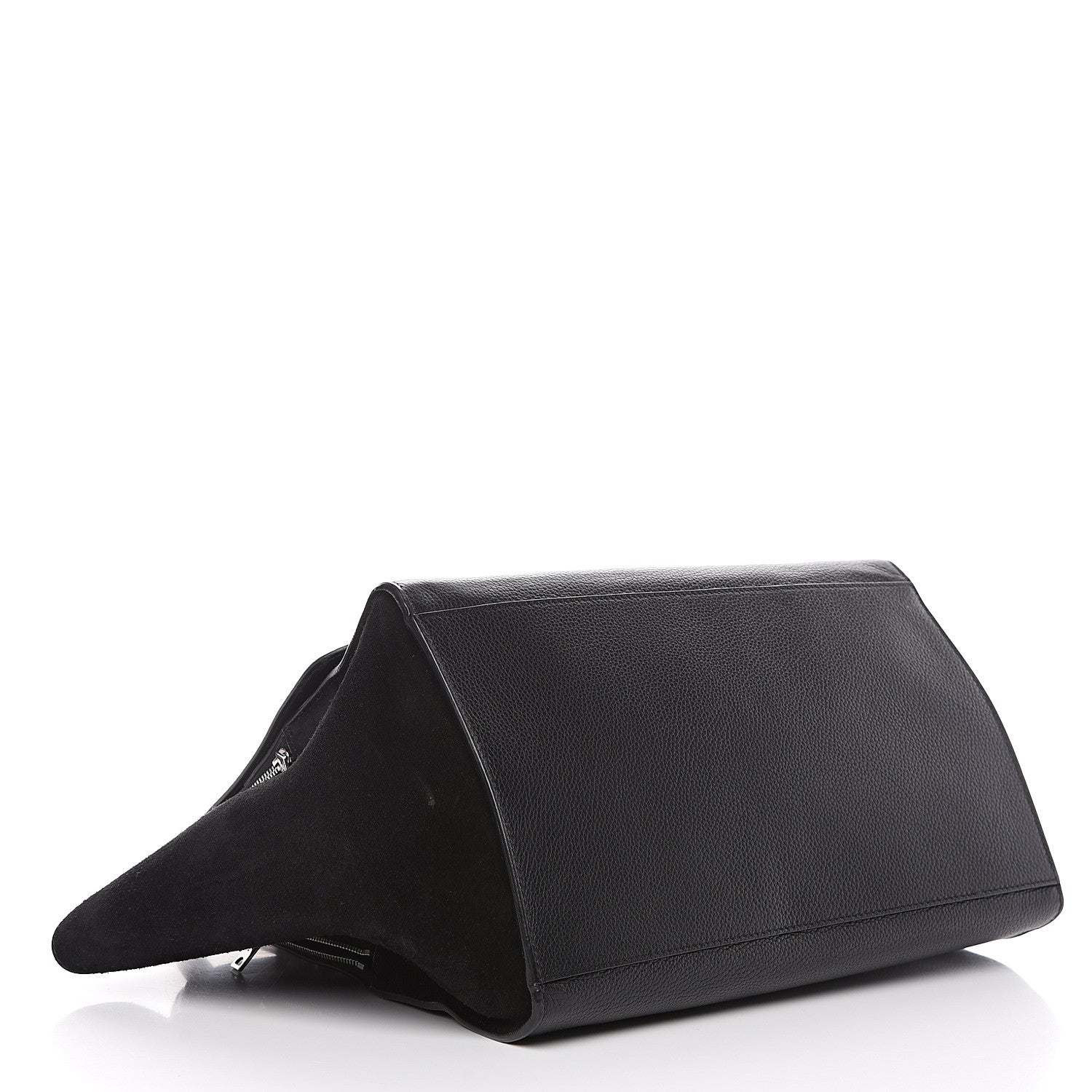 Celine Drummed Calfskin Suede Double Zip Trapeze Black 3 of 10