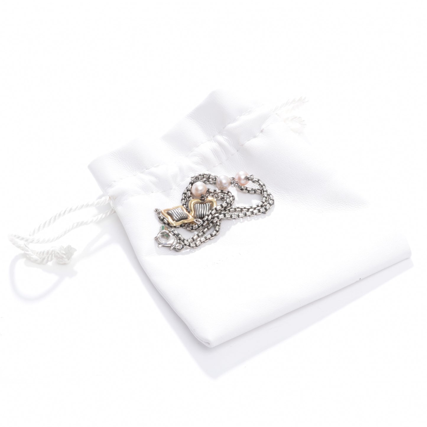 Pearl Sterling Silver and 18k Gold Quatrefoil Necklace