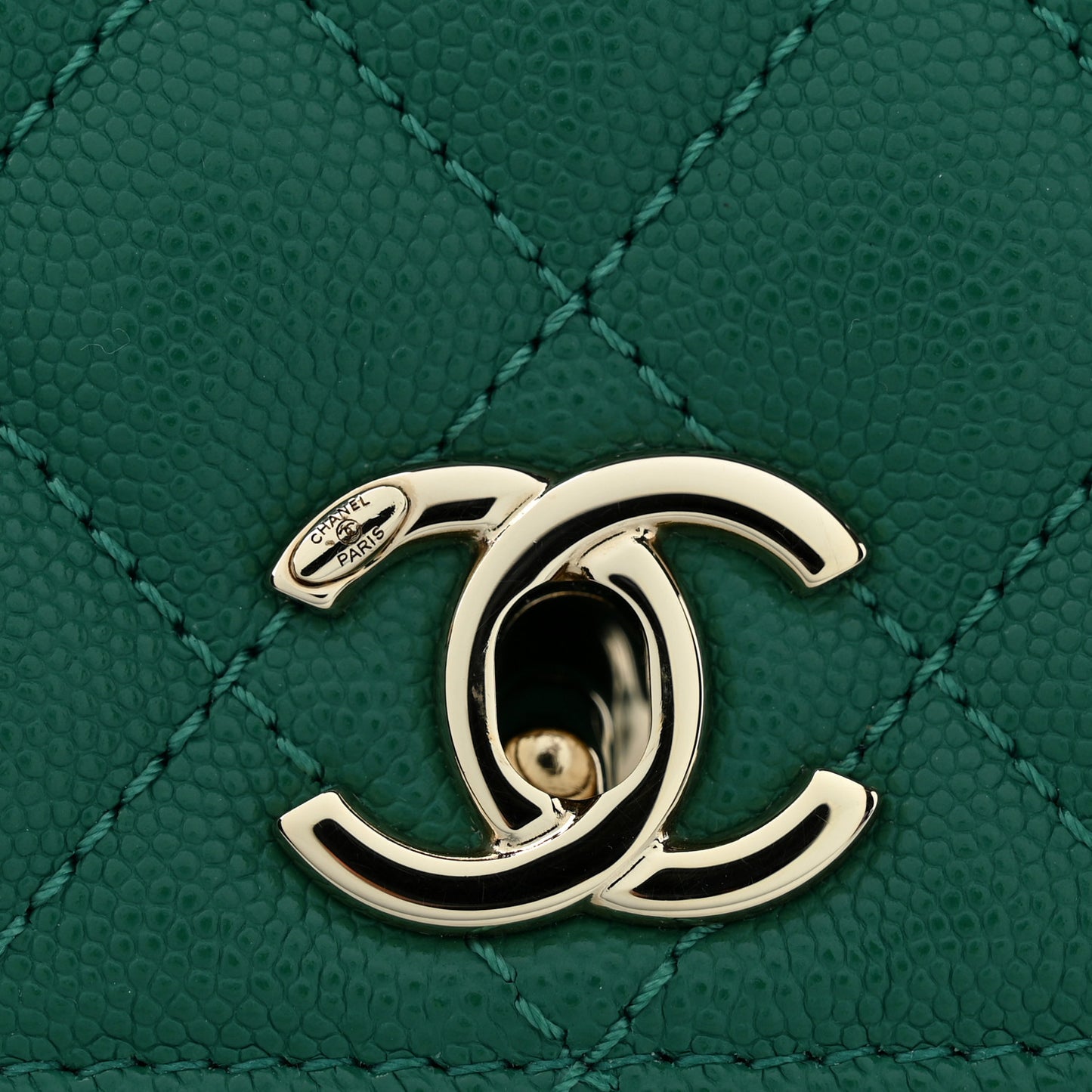 Caviar Quilted Mini Coco Handle Flap Green