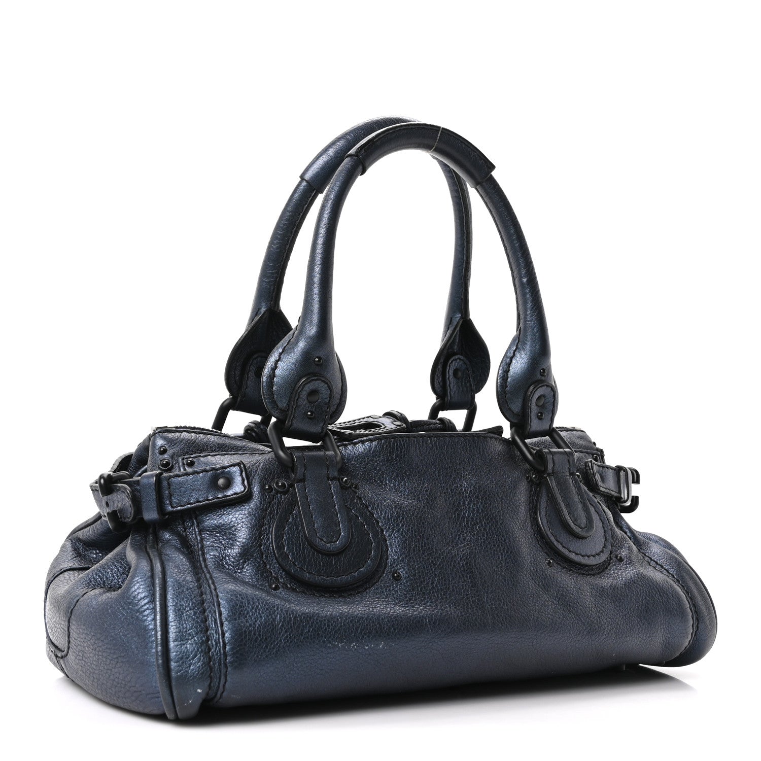 Chloe Metallic Calfskin Medium Paddington Satchel Blue 3 of 10