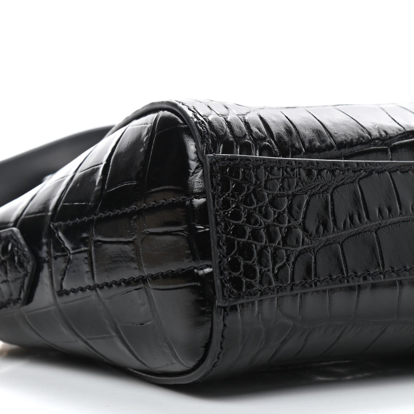 Calfskin Crocodile Embossed Nano Antigona Black