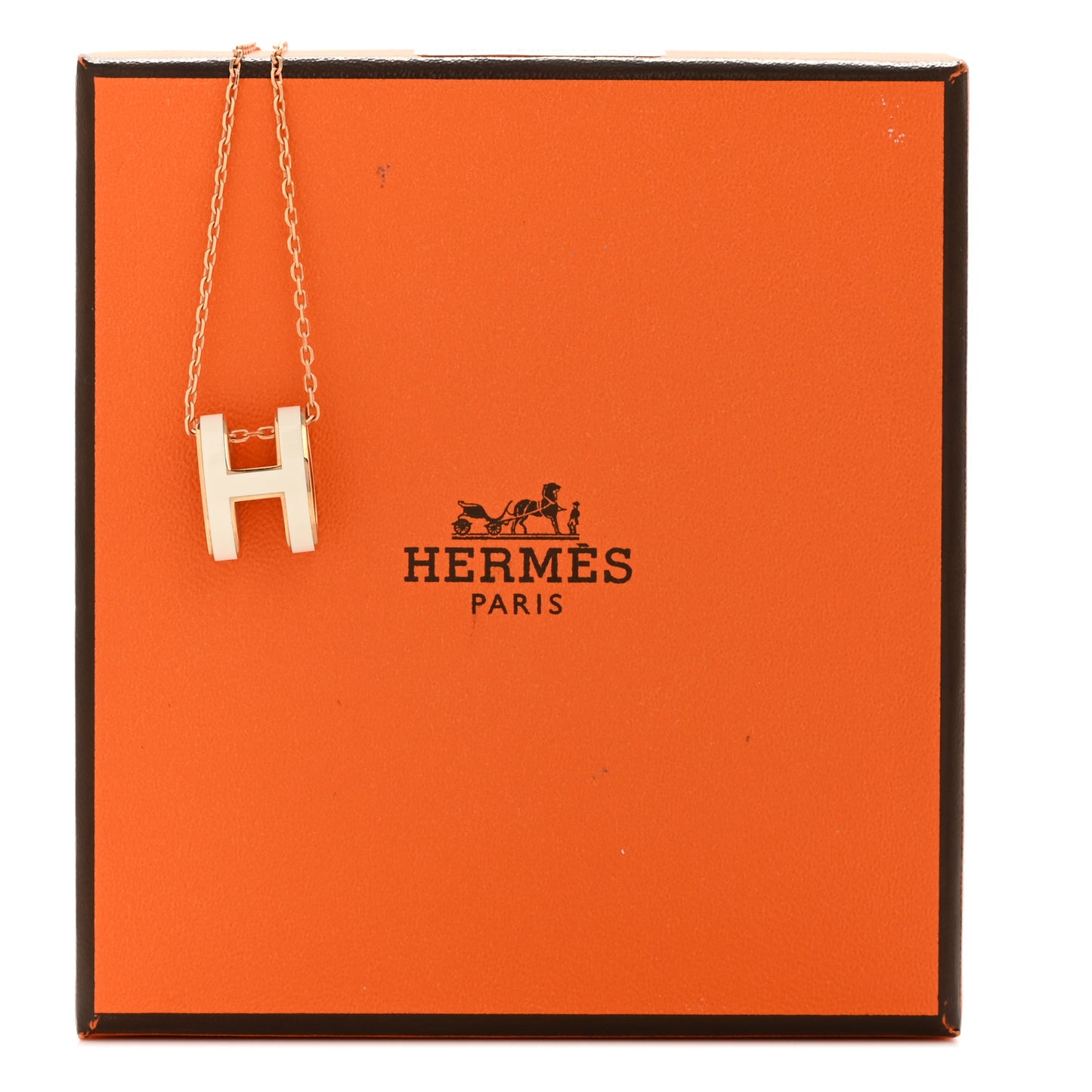 Lacquered Rose Gold Pop H Pendant Necklace White