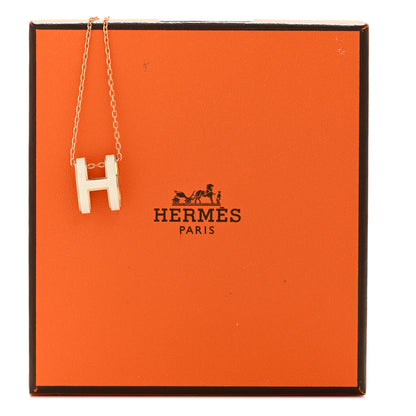 Hermes Lacquered Rose Gold Pop H Pendant Necklace White 8 of 8