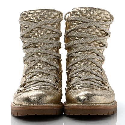 Christian Louboutin Crinkled Calfskin Mad Metallic Red Sole Boot 41 Gold 2 of 7
