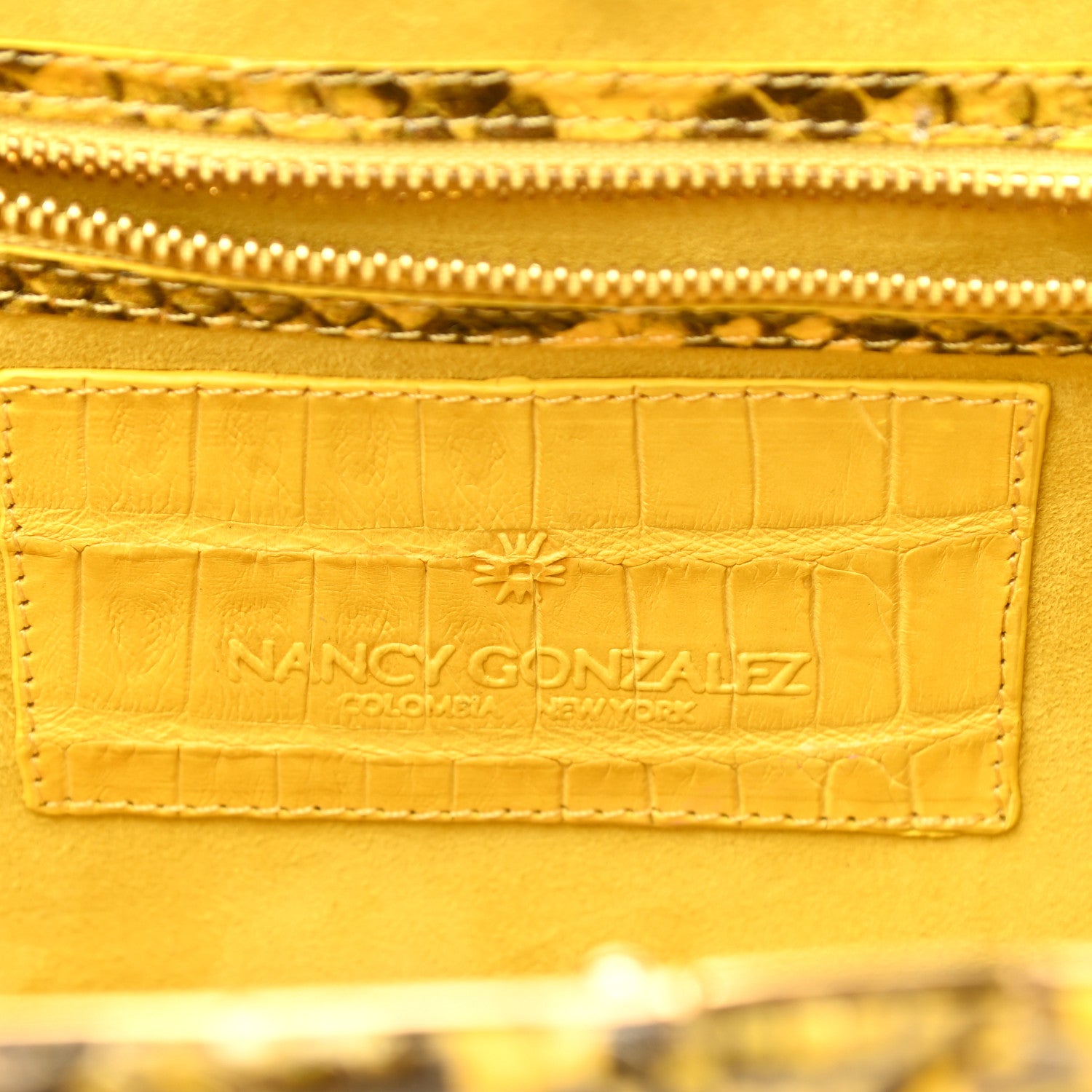 Nancy Gonzalez Snakeskin Woven Large Frame Chain Clutch Yellow 6 of 8