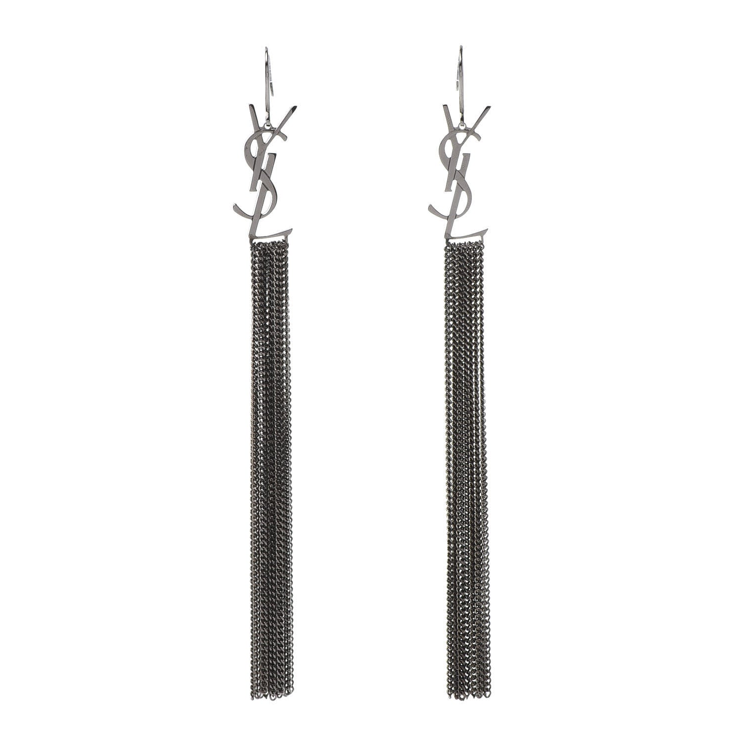 Saint Laurent Brass Monogram Chain Earrings 1 of 5