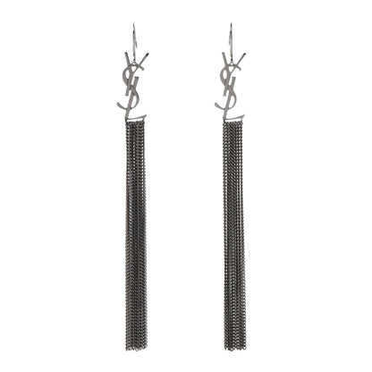 Saint Laurent Brass Monogram Chain Earrings 1 of 5