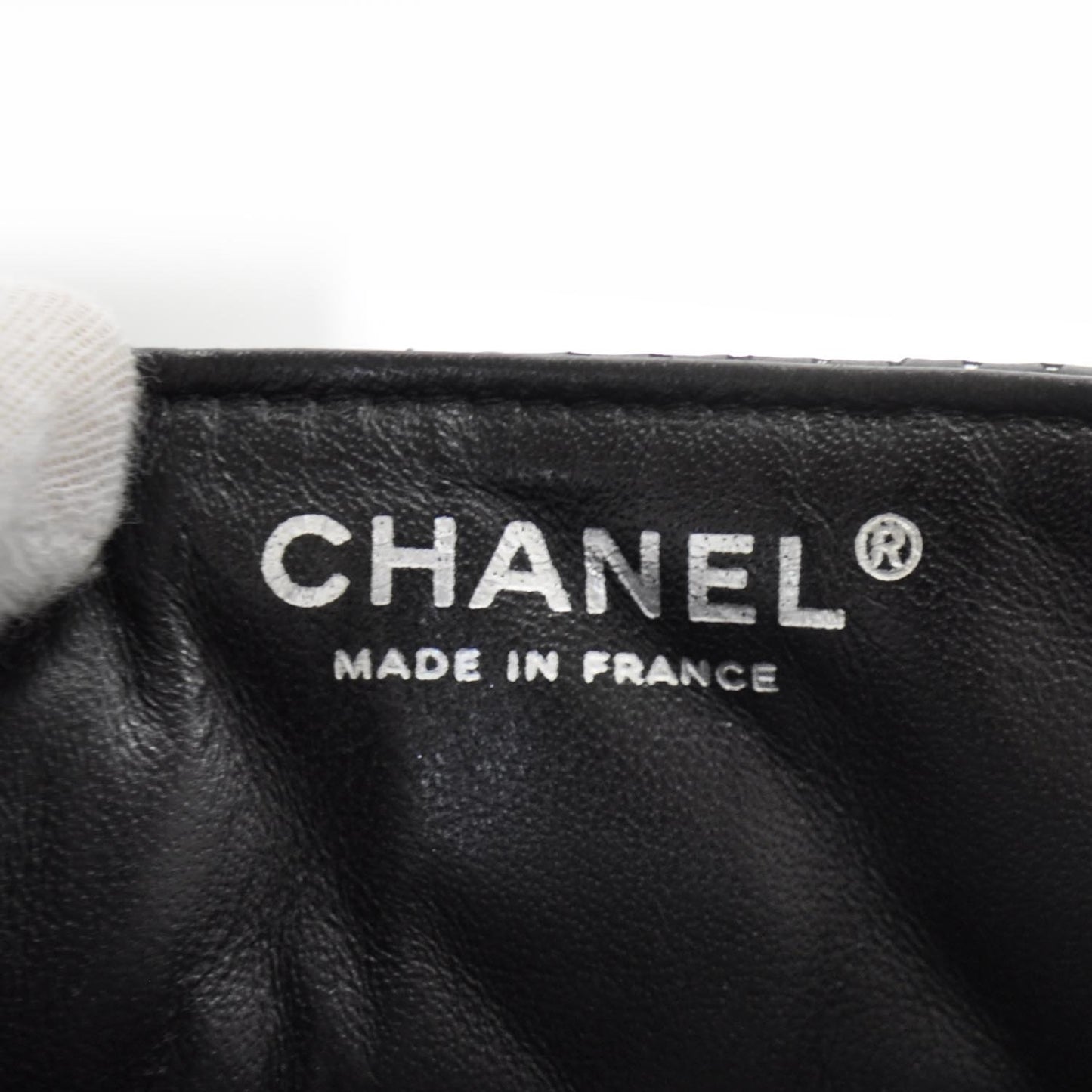 Lambskin Perforated East West Flap Black