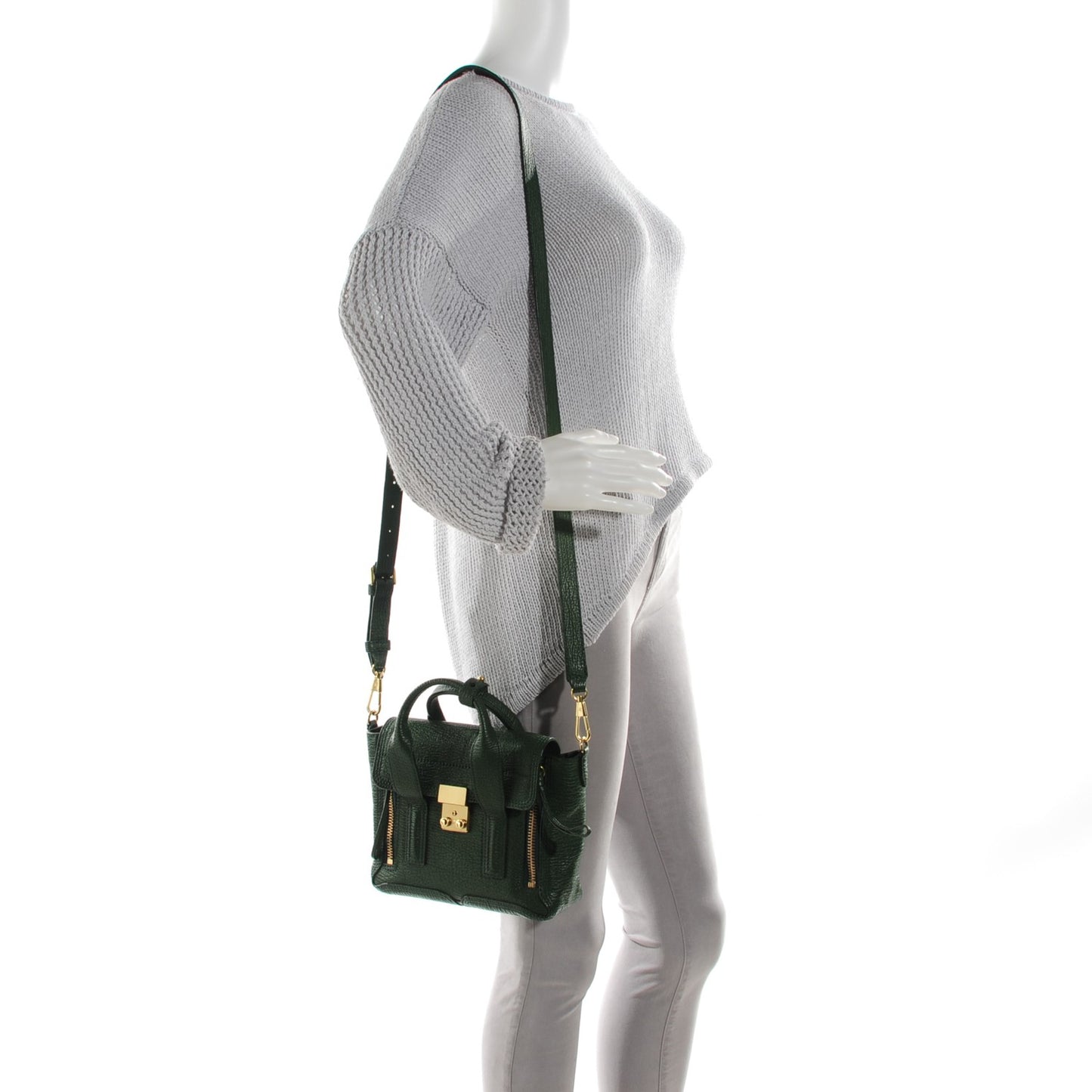 3.1 Textured Calfskin Mini Pashli Satchel Jade