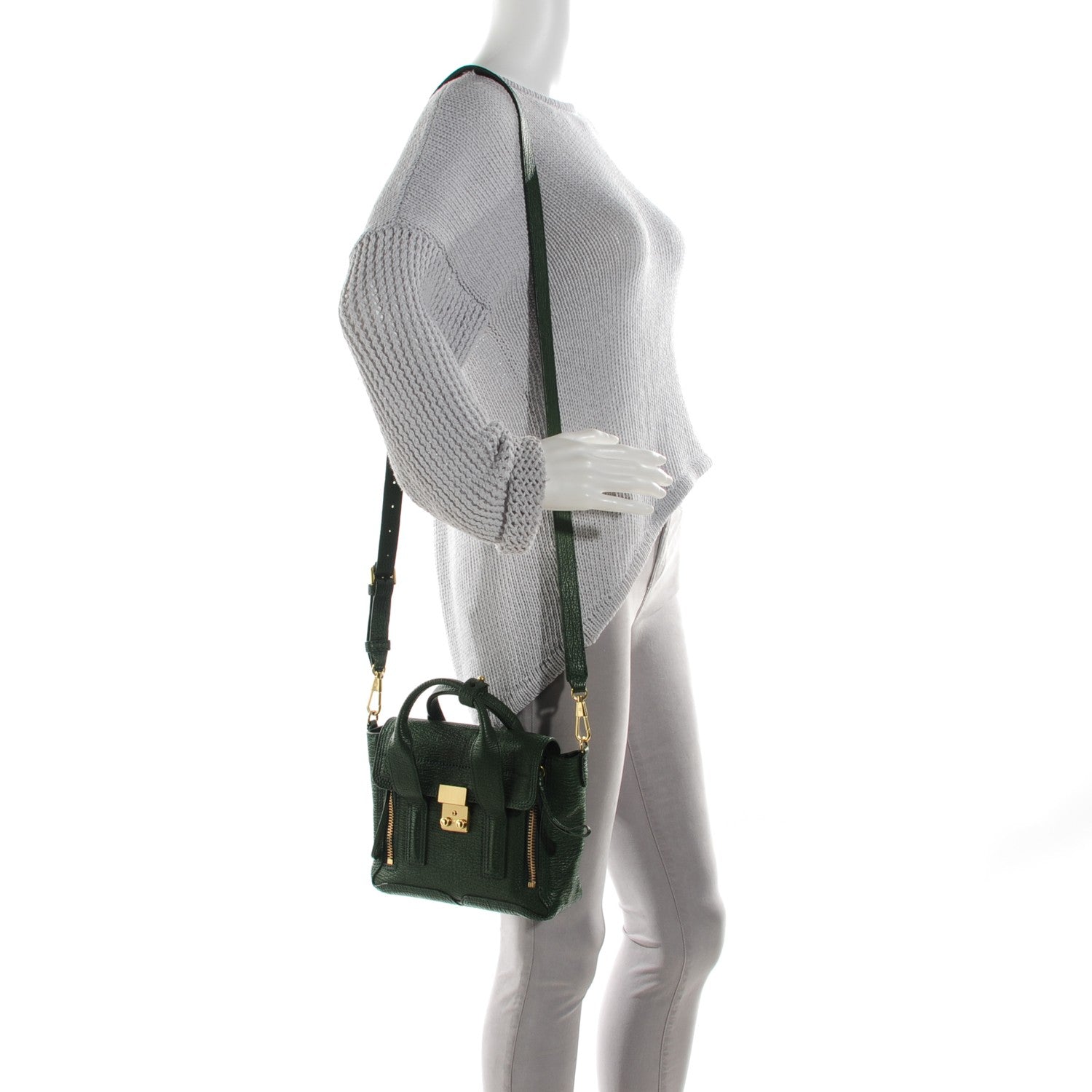 3.1 Phillip Lim 3.1 Textured Calfskin Mini Pashli Satchel Jade 2 of 8