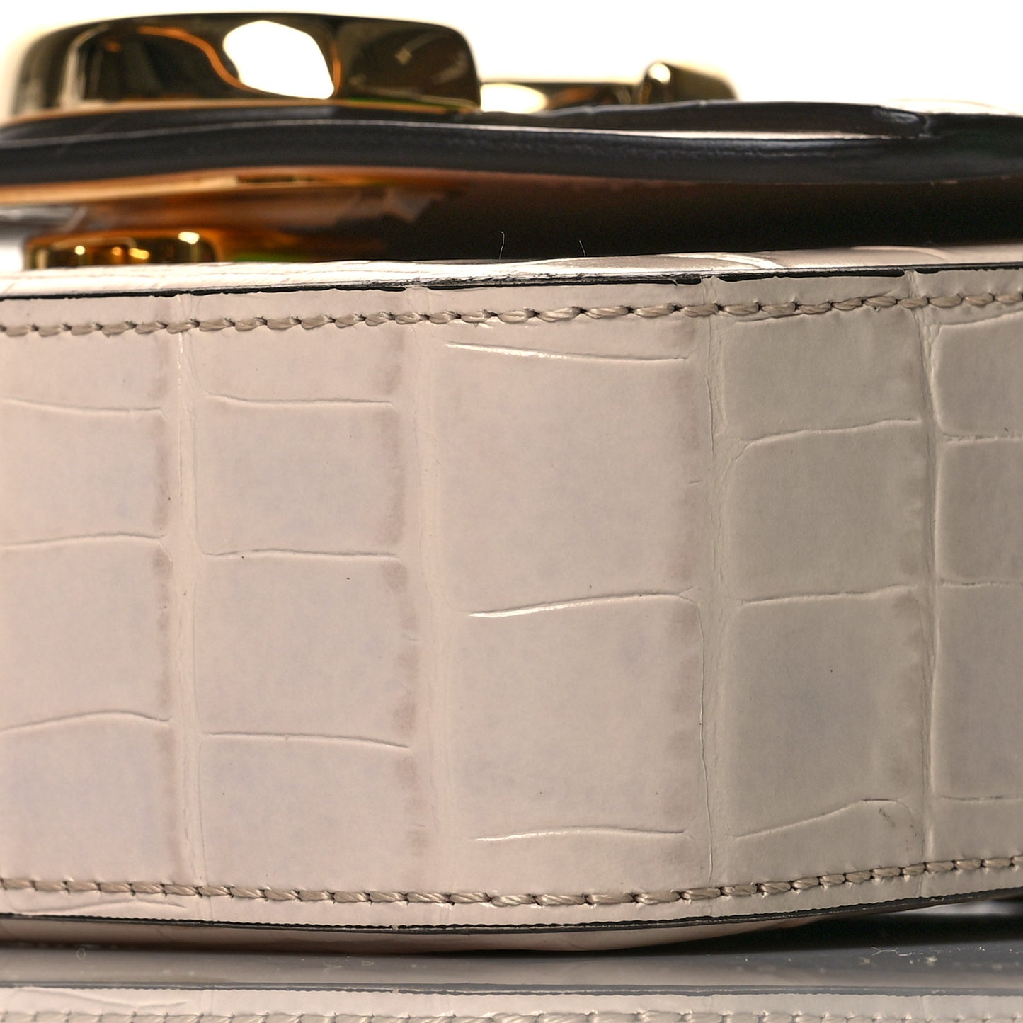 Calfskin Crocodile Embossed Mini C Double Carry Cement Pink