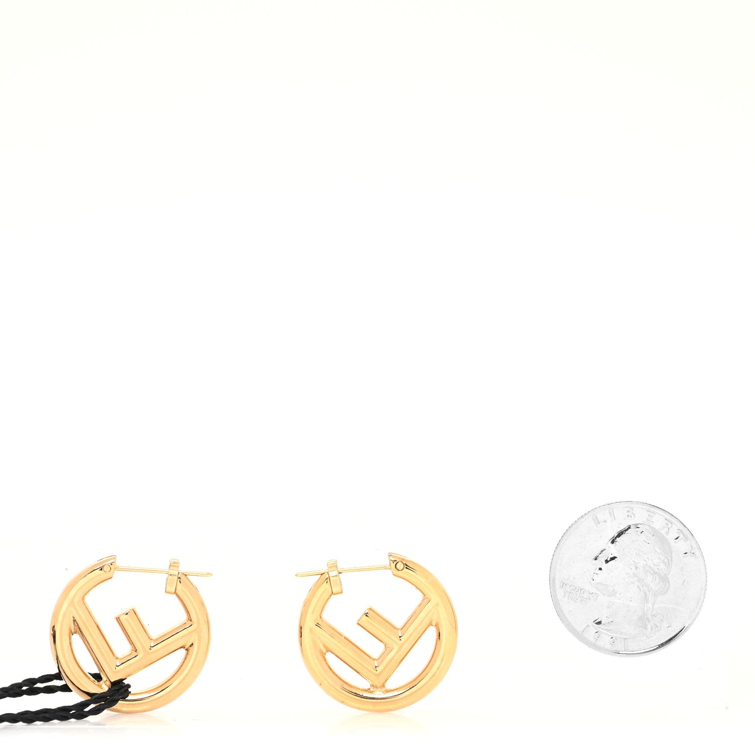Fendi Metal FF Hoop Earrings Gold 2 of 5