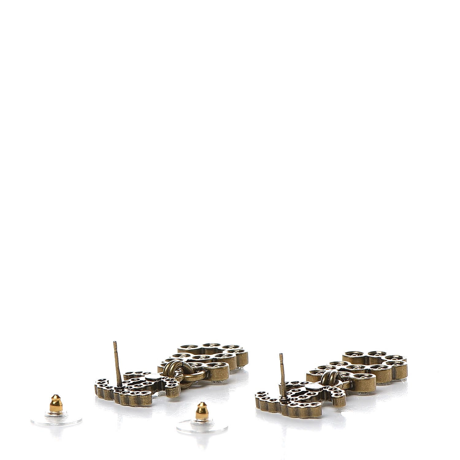 Chanel Metal Crystal City of Lights No 5 Drop Earrings Gold 3 of 5