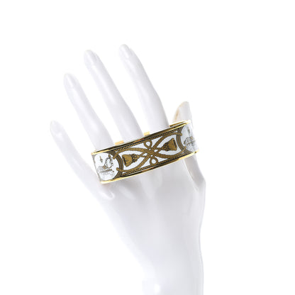 Hermes Enamel Printed Wide Grand Apparat Bracelet 70 White 2 of 5