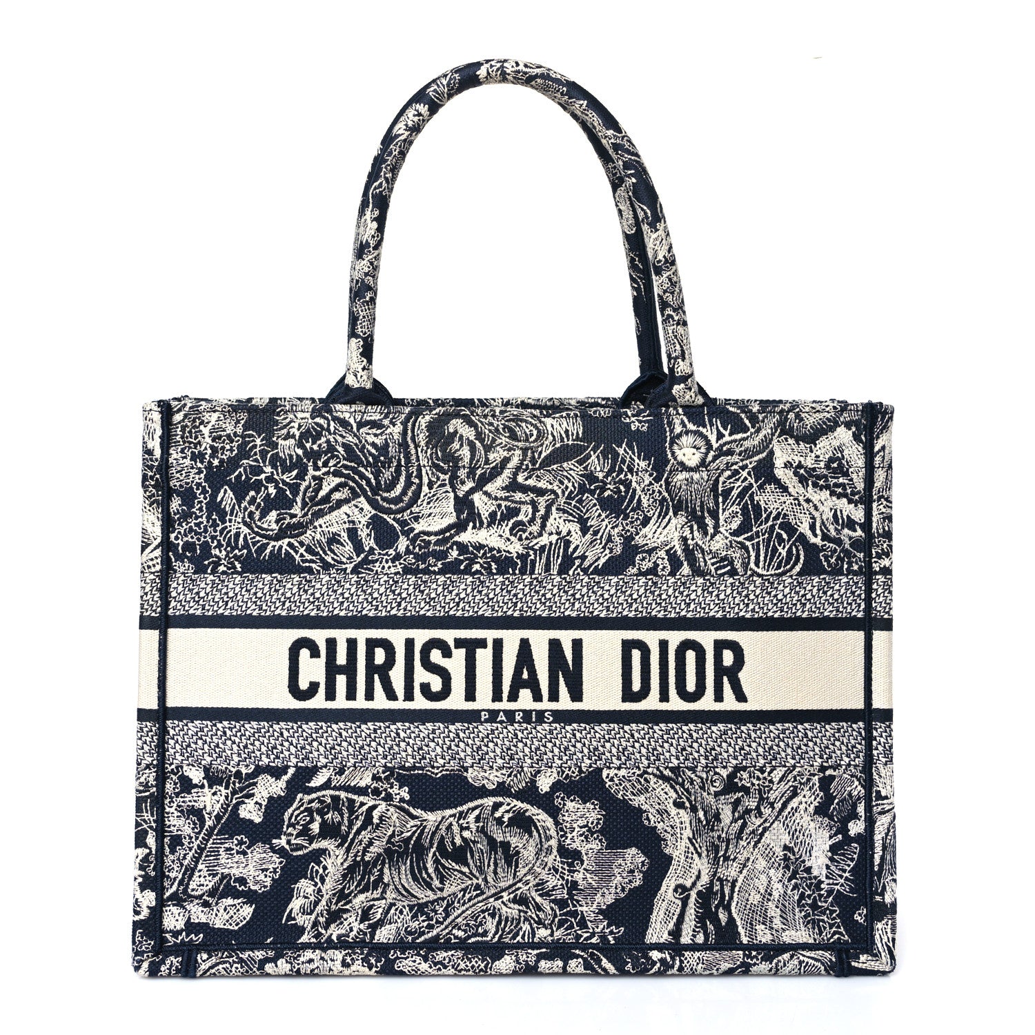 Christian Dior Canvas Embroidered Medium Dioriviera Toile De Jouy Reverse Book Tote Blue 1 of 9