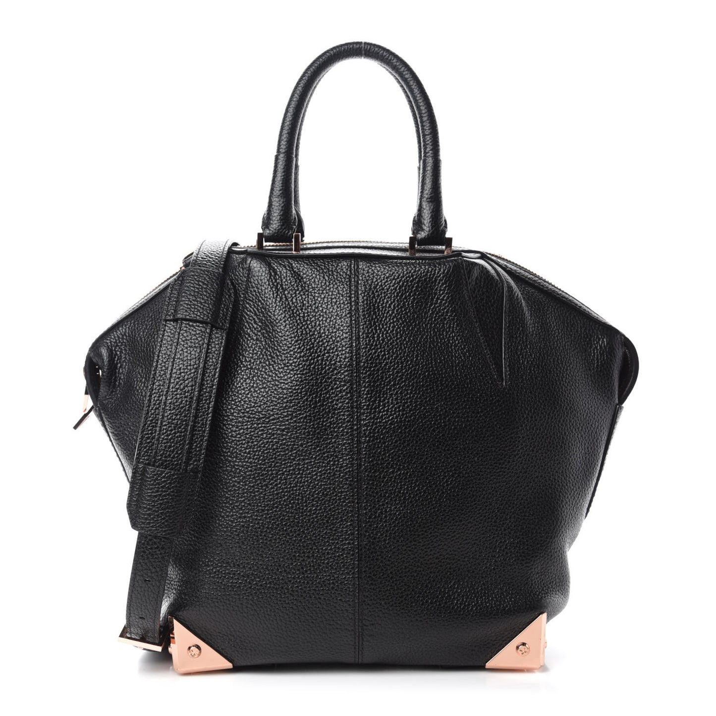 Pebbled Calfskin Small Emile Soft Black Rose Gold Hardware