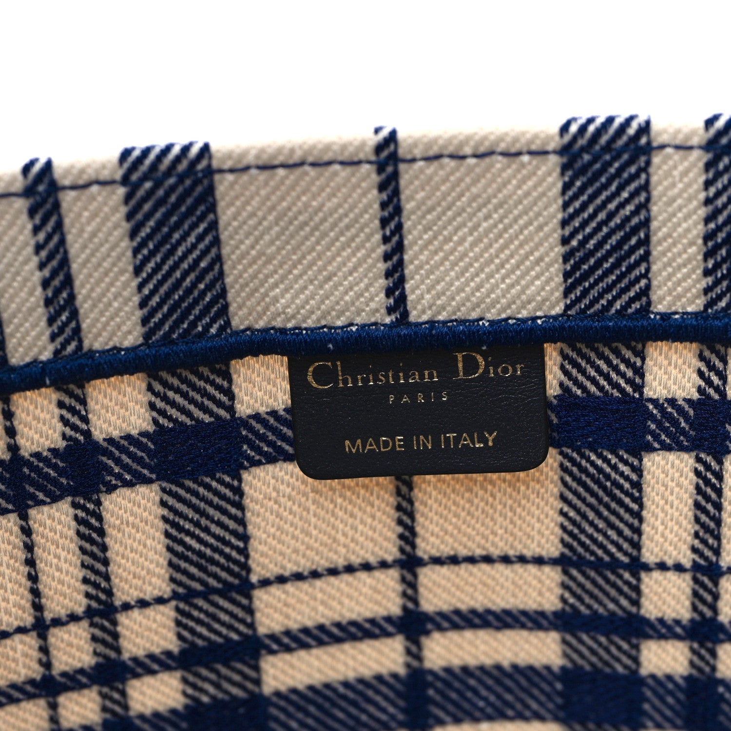Christian Dior Canvas Embroidered Large Check'n'Dior Book Tote Blue 6 of 9
