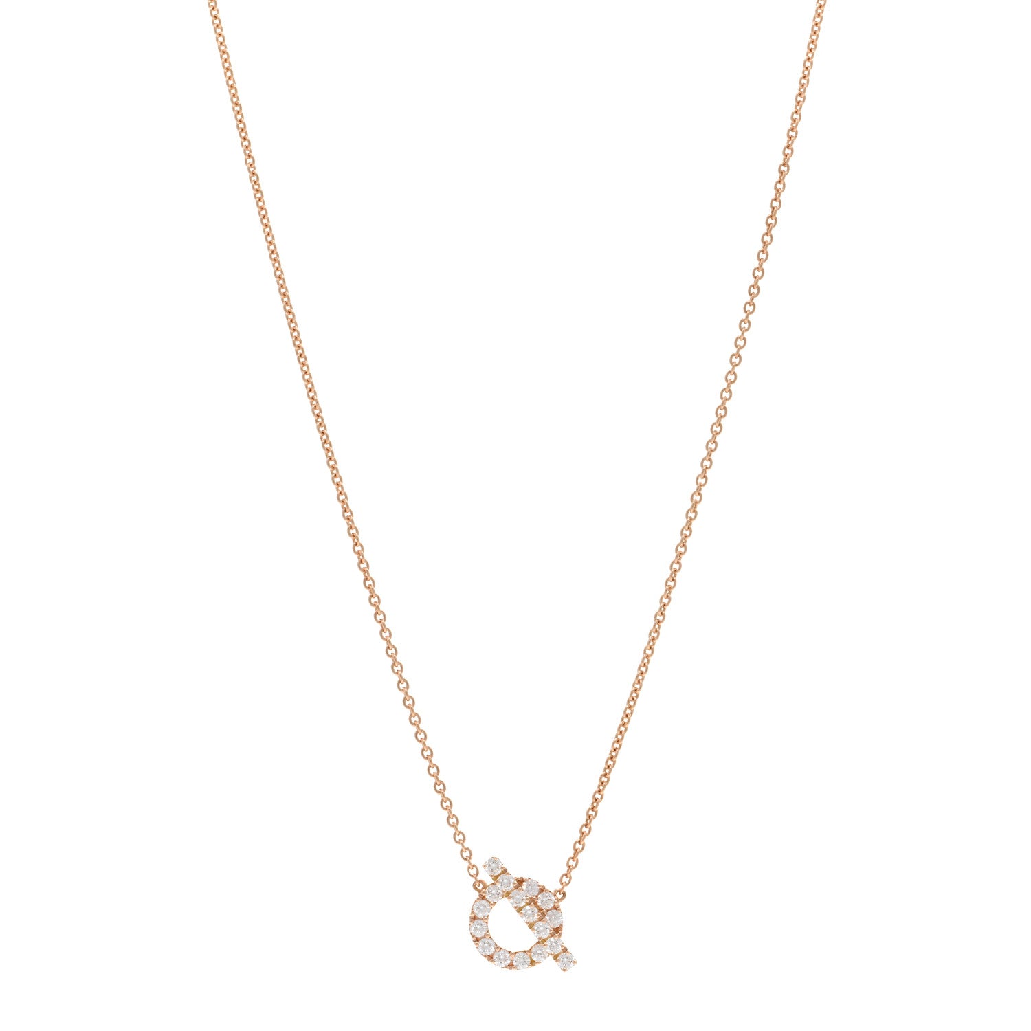 Hermes 18K Rose Gold Diamond Finesse Pendant Necklace 1 of 6