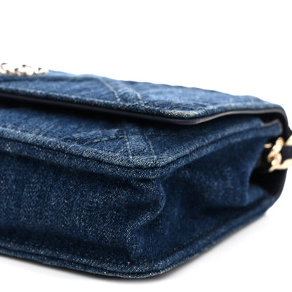 Chanel Denim Quilted Chanel 19 Wallet On Chain WOC Blue 11 of 11