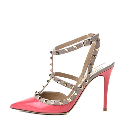 Valentino Garavani Patent Rockstud Ankle Strap Pumps 40 Peony Poudre 1 of 11