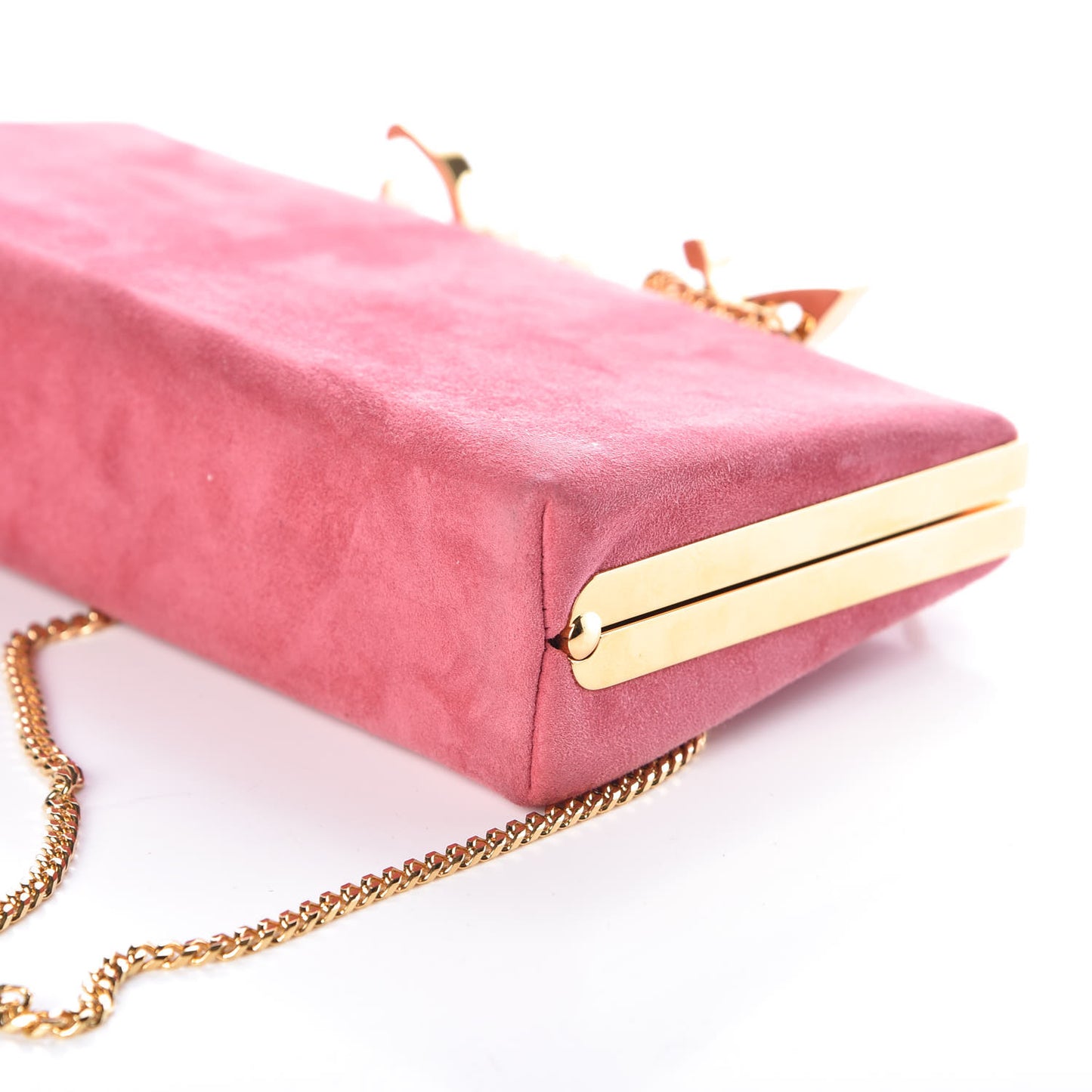 Suede Celeste Logo Clutch Pink Gold