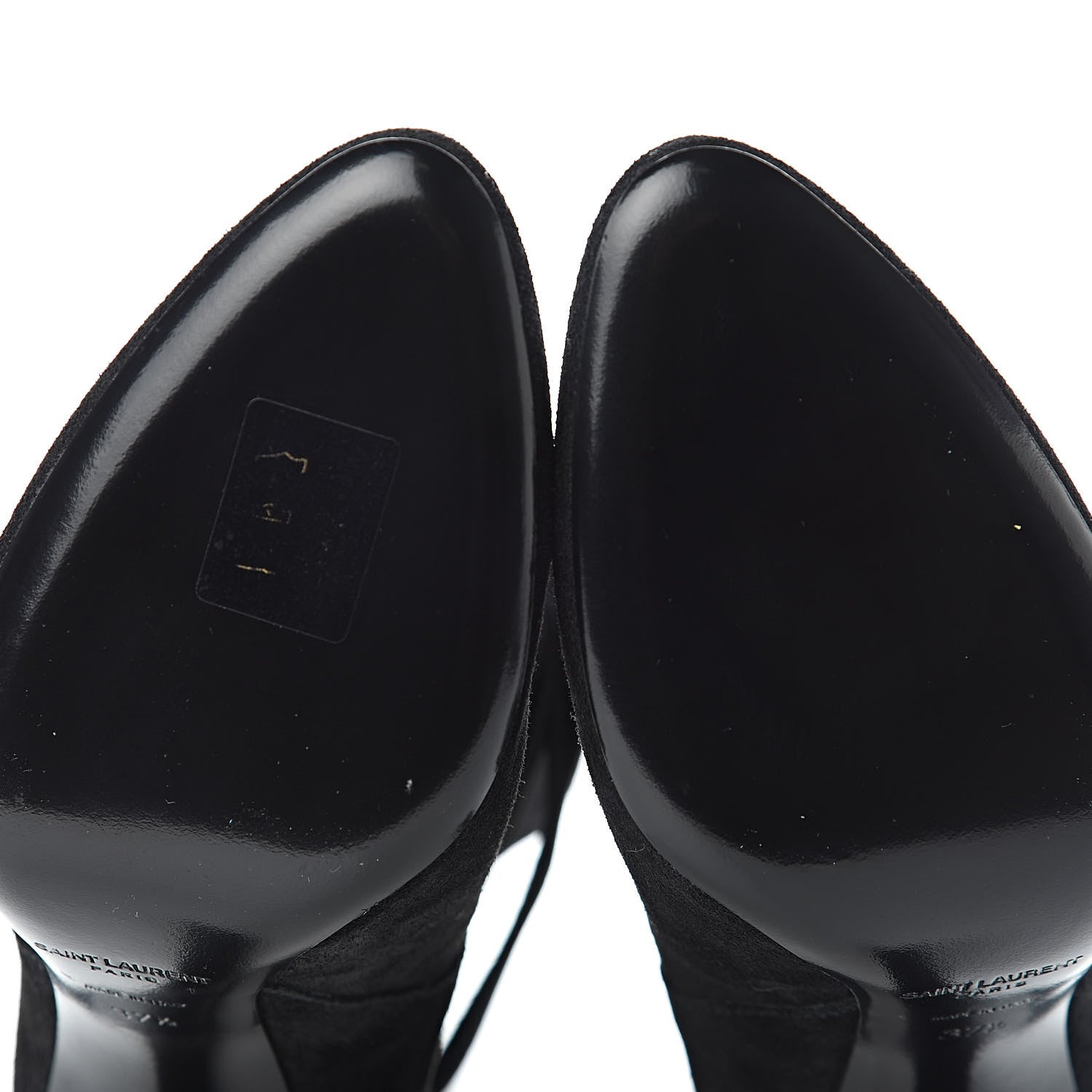 Saint Laurent Suede Mica Buckle Western Ankle Booties 37.5 Black 6 of 10