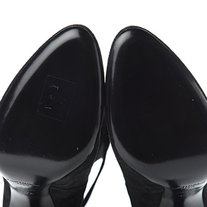 Saint Laurent Suede Mica Buckle Western Ankle Booties 37.5 Black 6 of 10