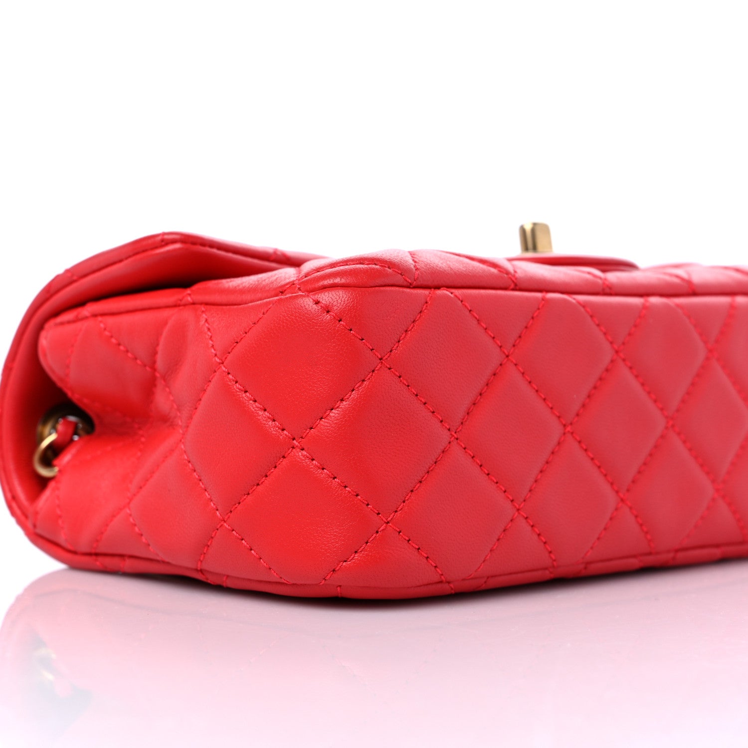 Chanel Lambskin Quilted Mini Rectangular Pearl Crush Flap Red 8 of 10