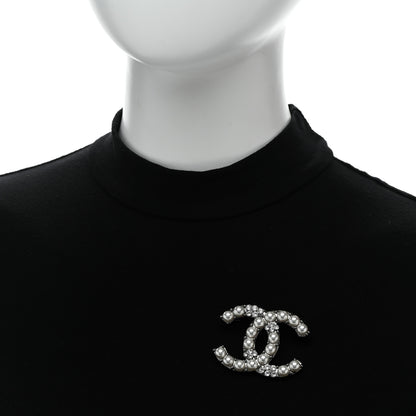 Chanel Pearl Crystal CC Brooch Silver 2 of 5