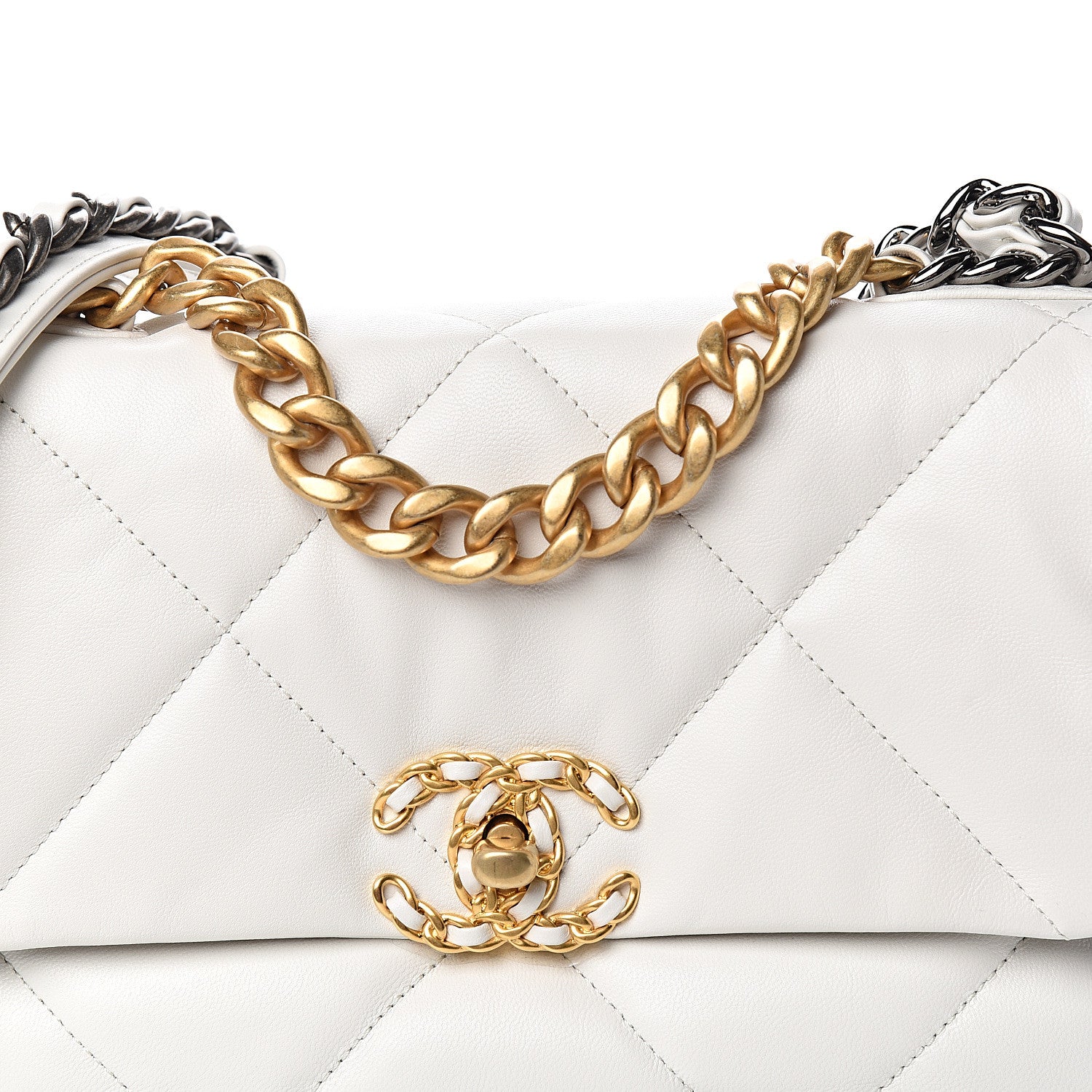 Chanel Goatskin Quilted Medium 19 Flap White 9 of 10