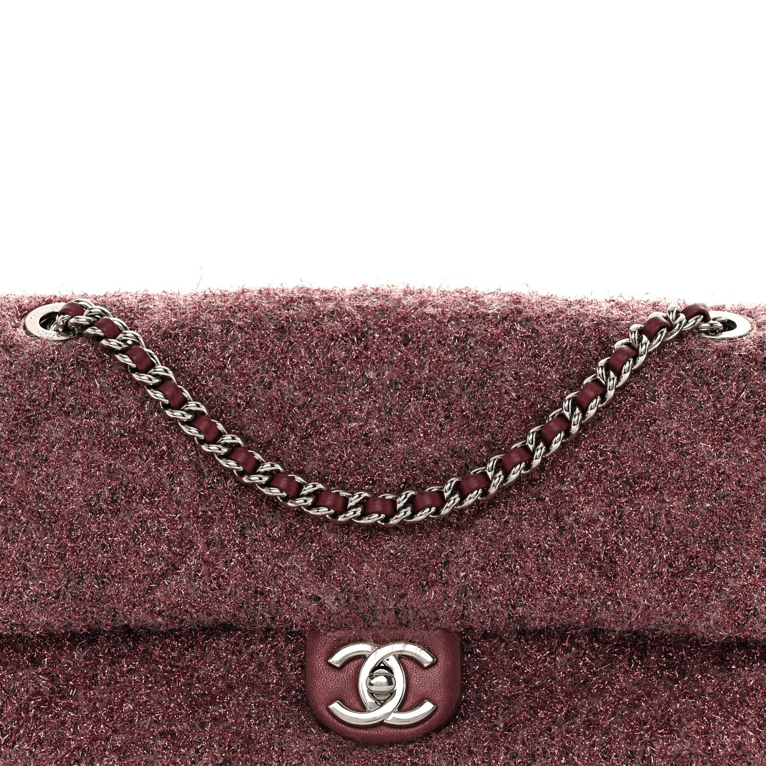 Chanel Lurex Knit Medium Pluto Glitter Flap Pink 8 of 16
