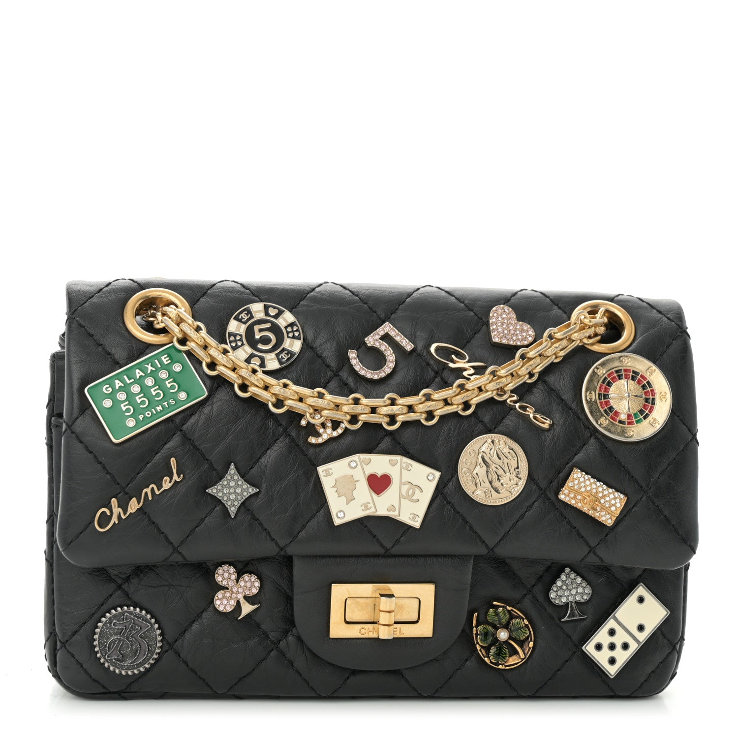 Chanel Aged Calfskin Quilted Casino 2.55 Reissue Mini Flap  Black 1 of 10