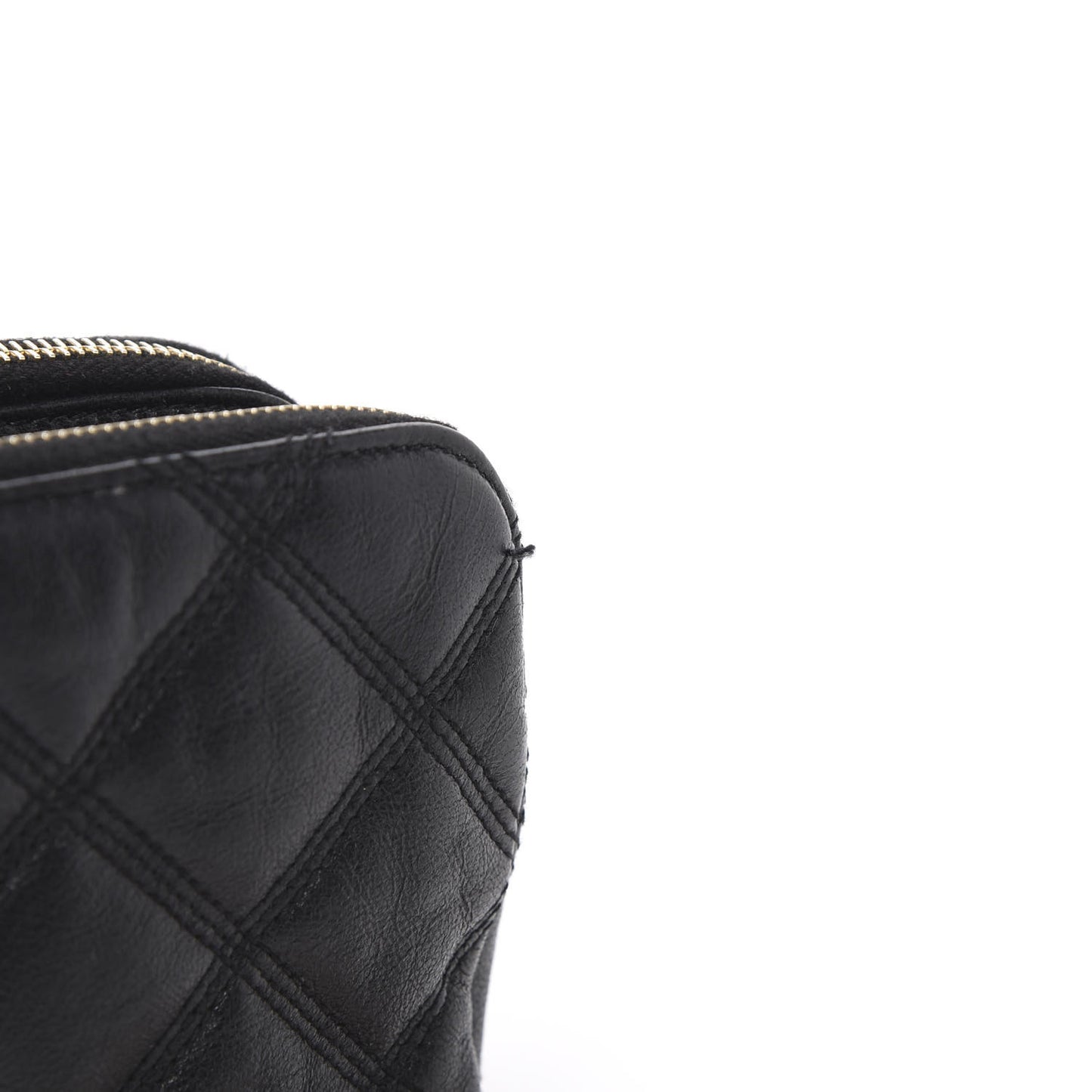 Grained Lambskin Quilted Mini Becky Double Zip Bag Black
