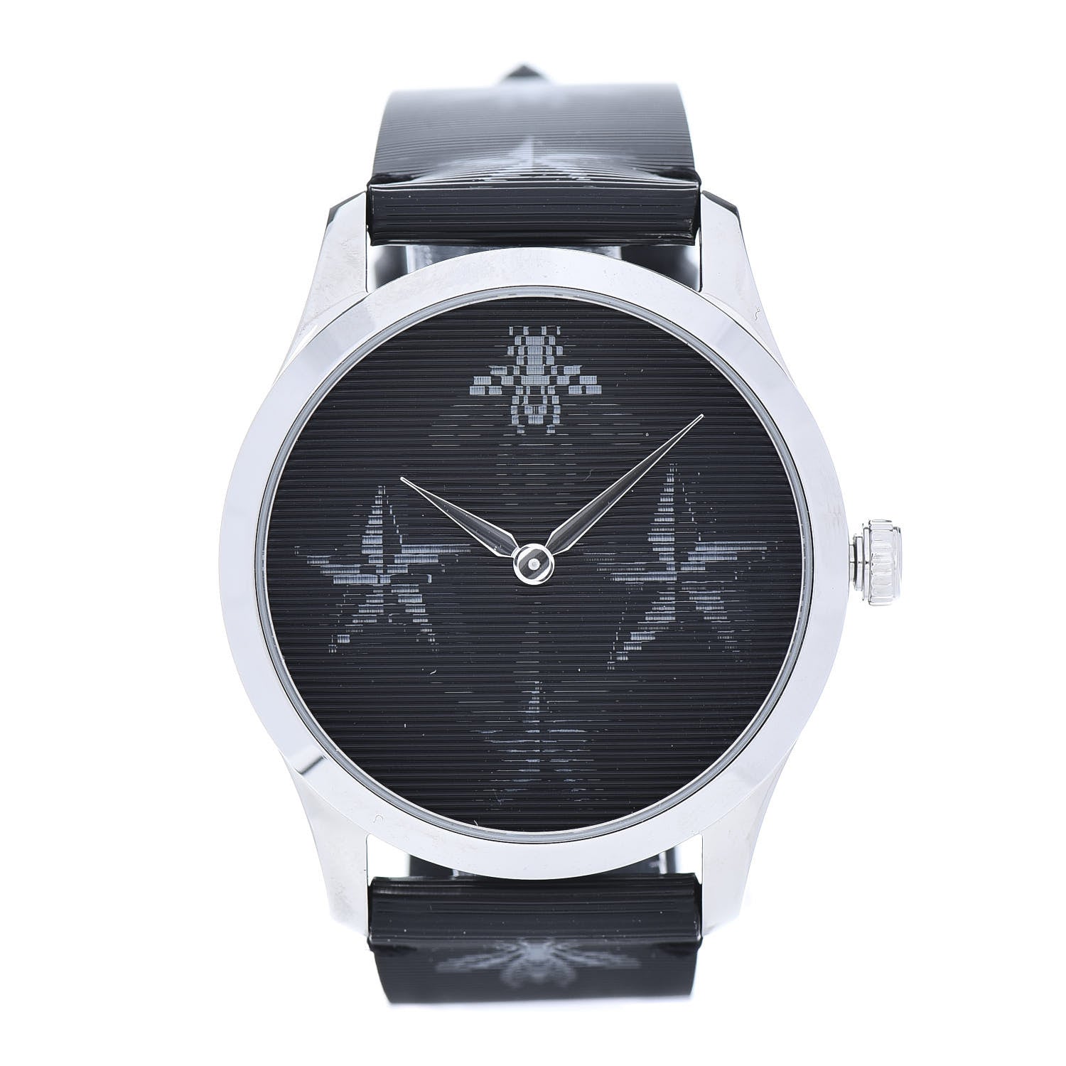Gucci Stainless Steel Calfskin 38mm G-Timeless Bee Star Hologram Quartz Watch Black 1 of 8