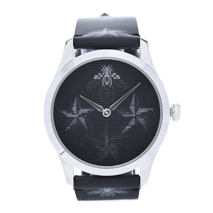 Gucci Stainless Steel Calfskin 38mm G-Timeless Bee Star Hologram Quartz Watch Black 1 of 8