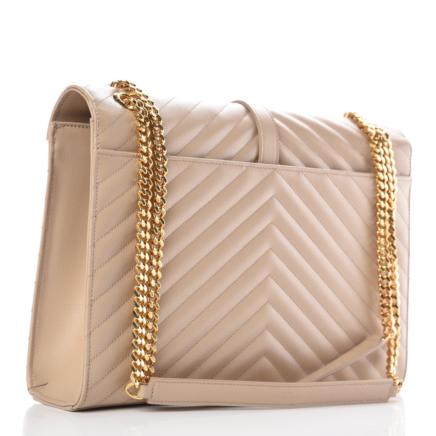 Grain De Poudre Matelasse Chevron Large Monogram Satchel Dark Beige
